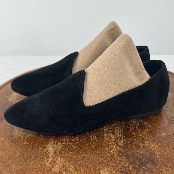 Birdies Shoes Wm 7 Black Suede The Heron Almond Toe Ballet Flats Comfort